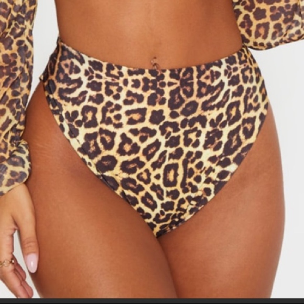 Leopard Print High Leg High Waist Bikini Bottom